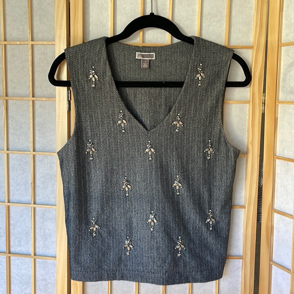 Gray tweed-style shirt vest | Chelsea28 | size M